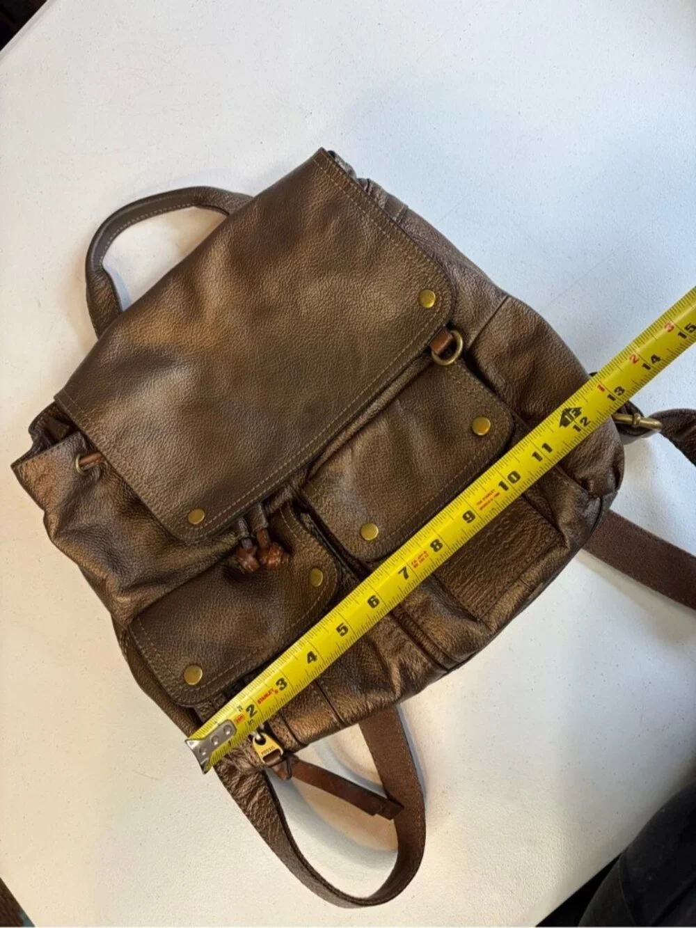 Fossil Womens Brown Leather Backpack Rucksack Boho Travel Shoulder Bag Vintage